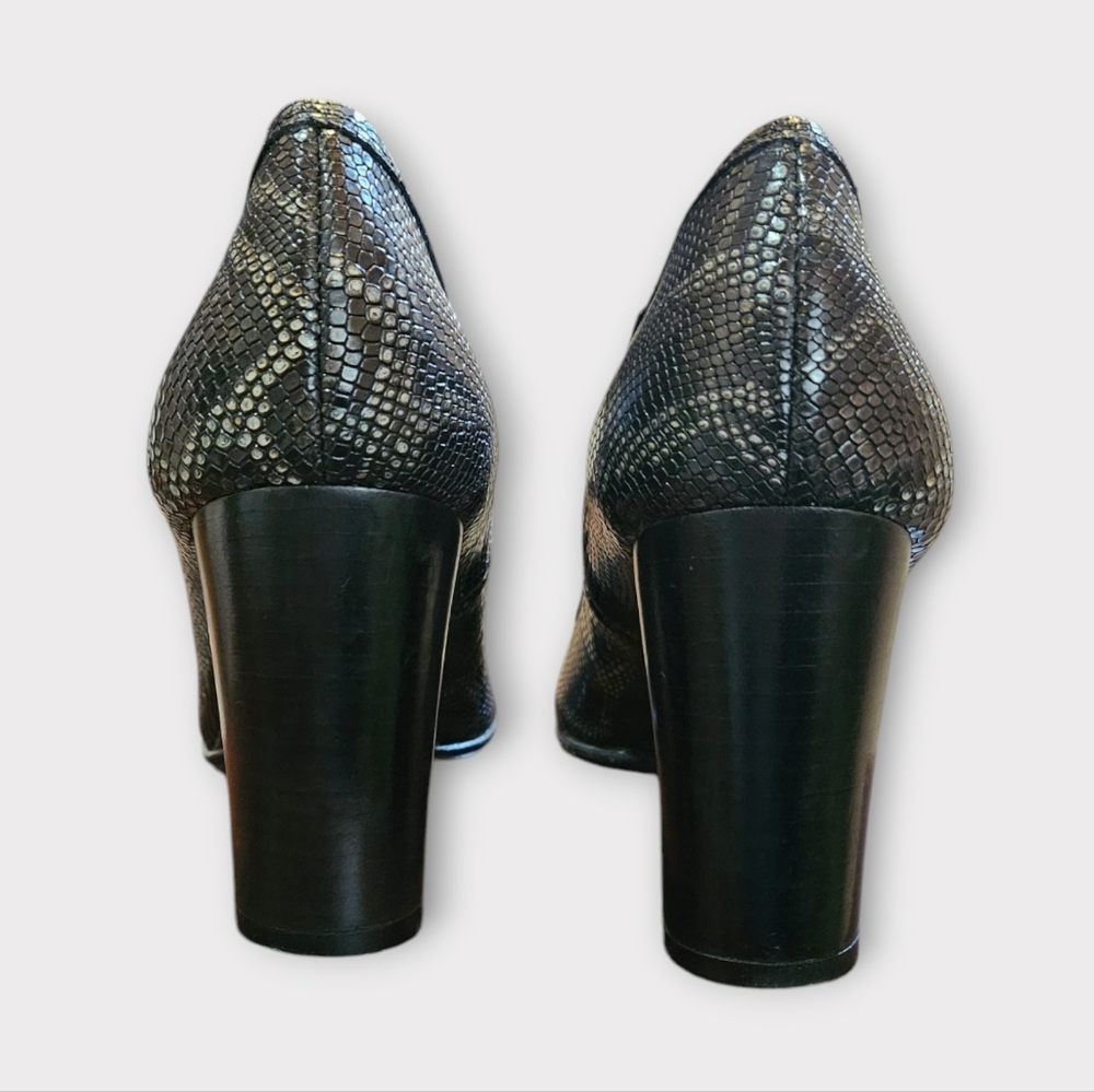 Agl Python Snakeskin Cap Toe Block Heeled Pumps - image 7